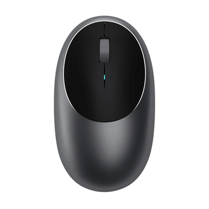 Satechi M1 Bluetooth Wireless Mouse in sleek gray design, featuring ergonomic shape and easy-access buttons.