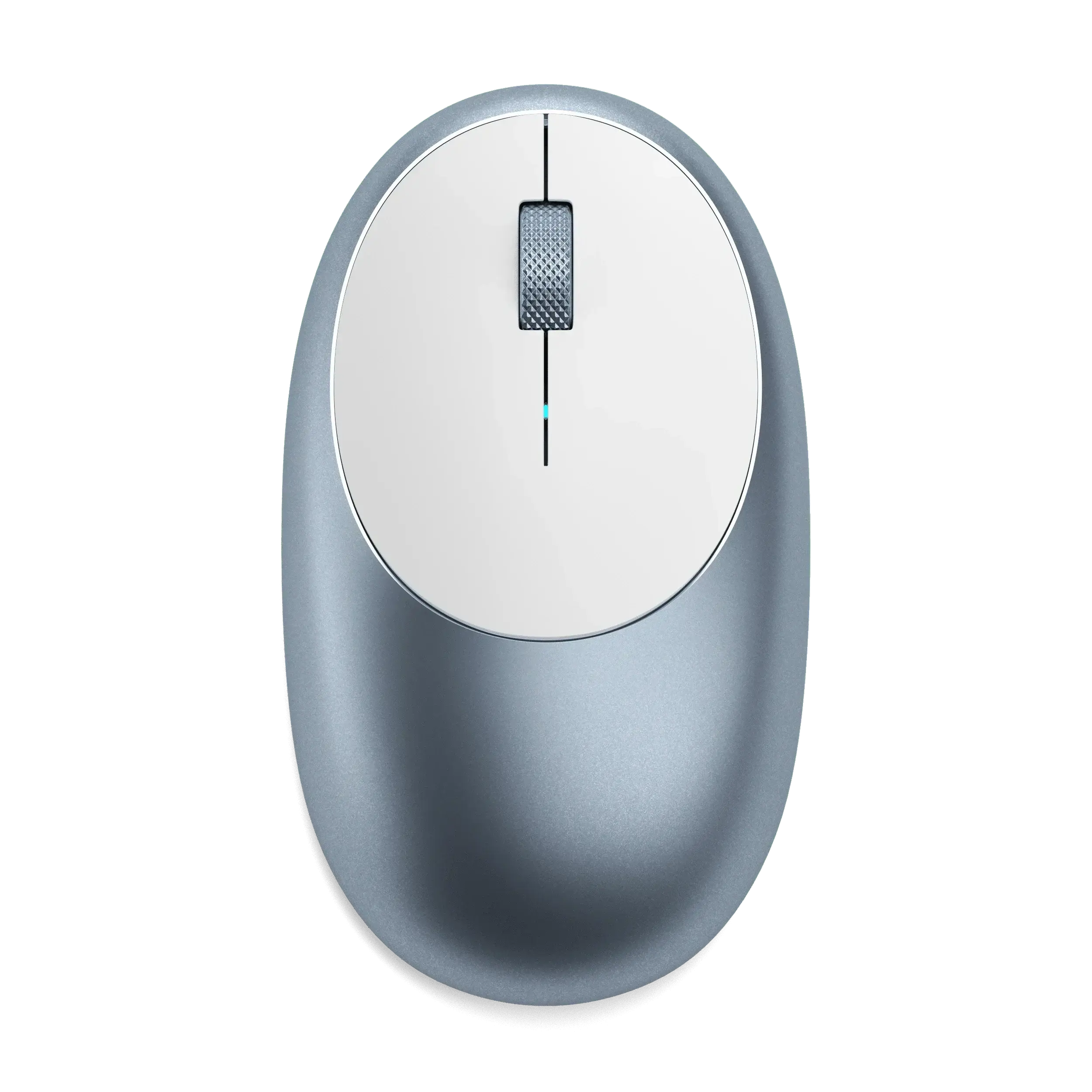 Satechi M1 Bluetooth Mouse in silver color with ergonomic design and a smooth surface.