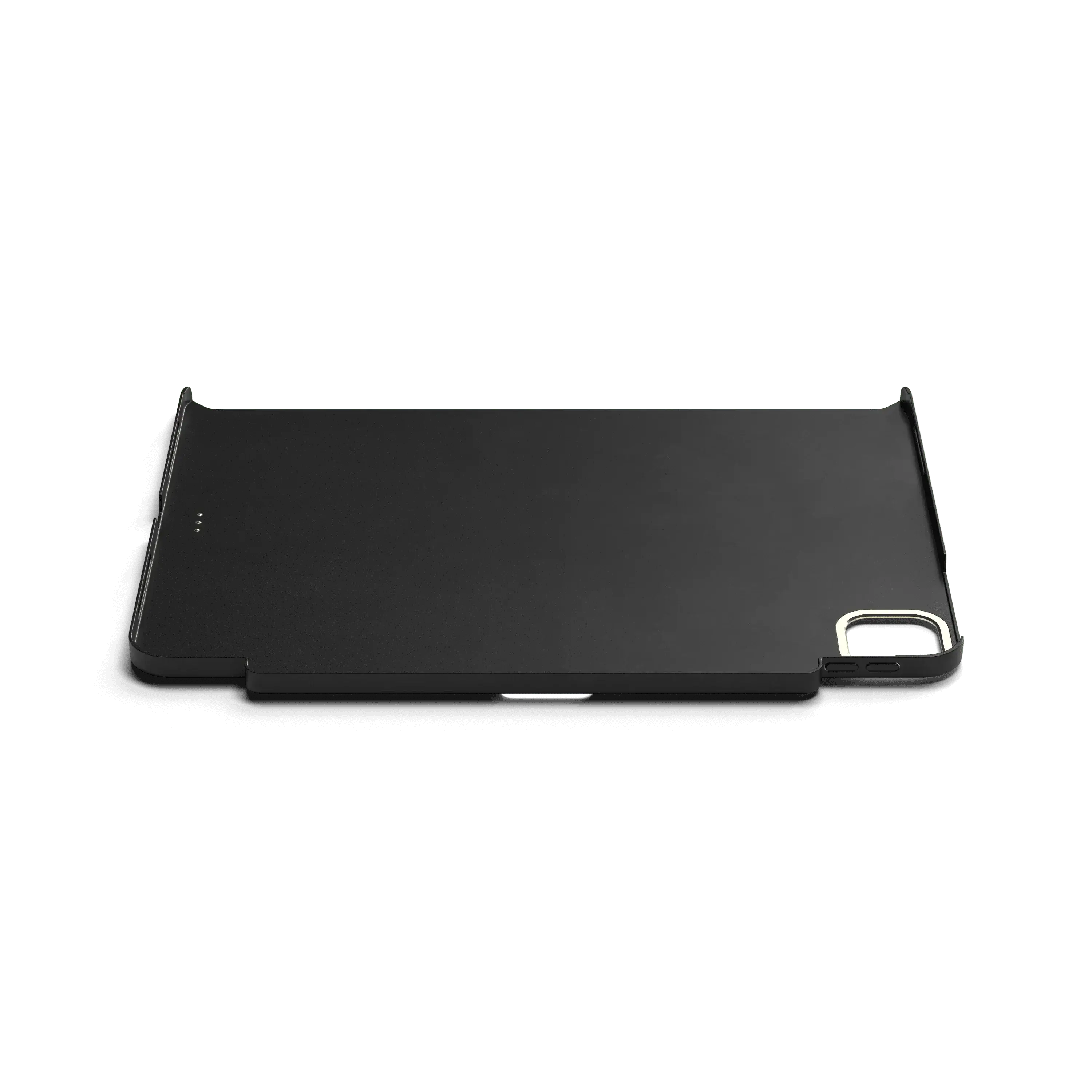 Satechi Vegan-Leather Magnetic Case for iPad Pro showcasing sleek black design and built-in pencil holder.