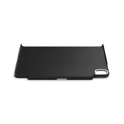 Satechi Vegan-Leather Magnetic Case for iPad Pro showcasing sleek black design and built-in pencil holder.