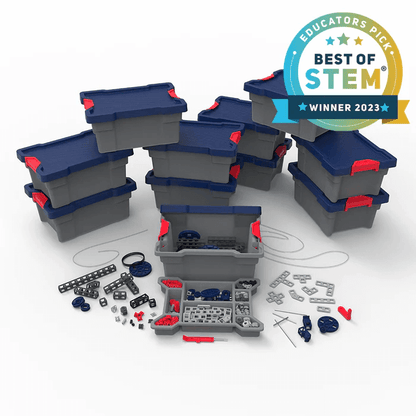 Sphero Blueprint Build Class Pack with storage bins and mechanical parts for hands-on STEM learning.