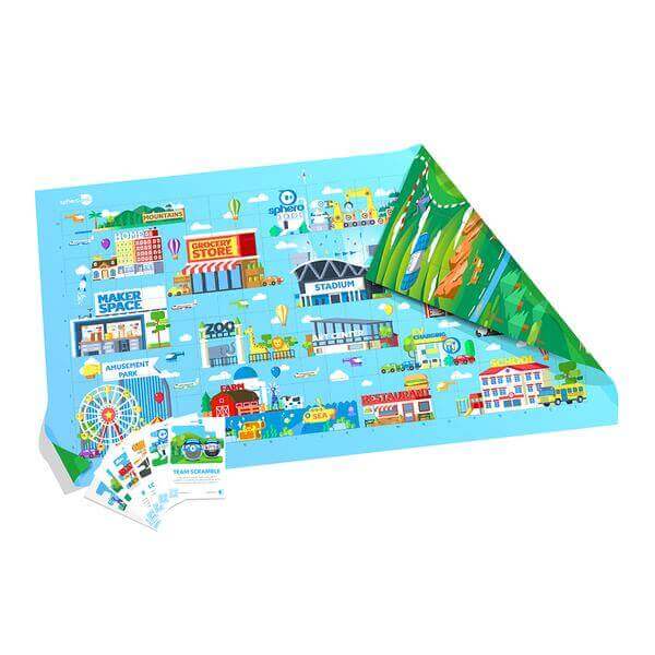 Sphero Code Mat with coding cards featuring colorful learning activities and challenges for kids.