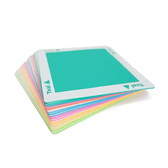 Stack of colorful Sphero indi color tiles for interactive learning and maze creation.