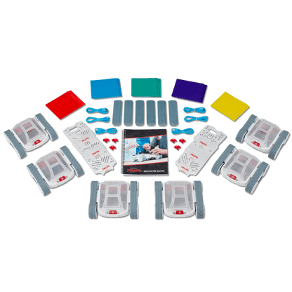 Sphero RVR+ Multi-Pack with six programmable robots, accessories, and an educator guide for classroom use.