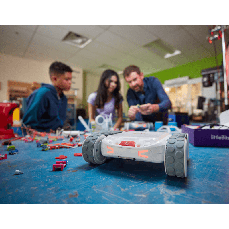 Sphero RVR+ programmable robot in a makerspace with students learning coding and robotics.