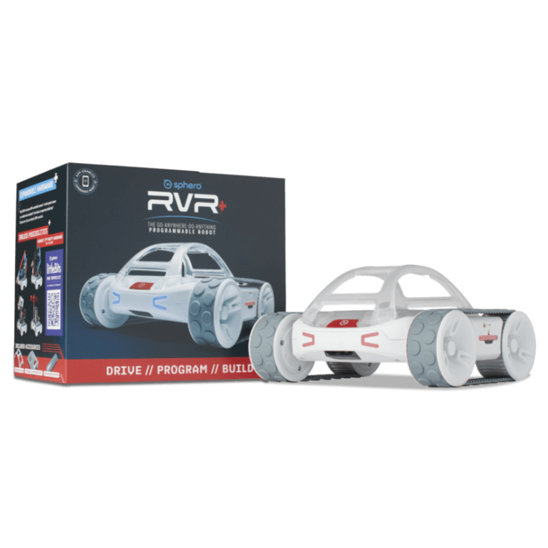 Sphero RVR+ programmable robot with packaging, designed for learning coding and robotics in classrooms.