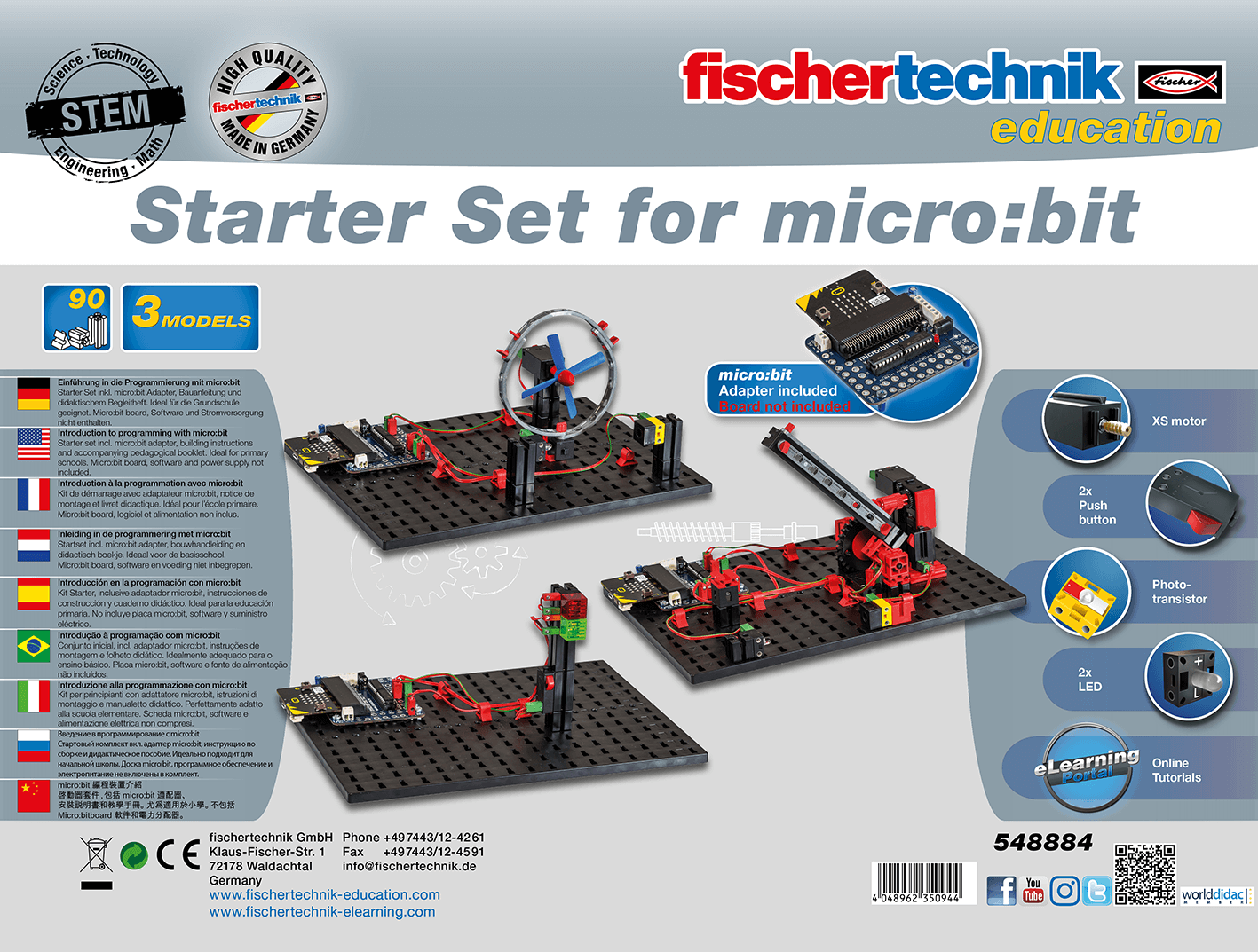 Starter set for micro:bit showcasing educational STEM models for programming in elementary schools.