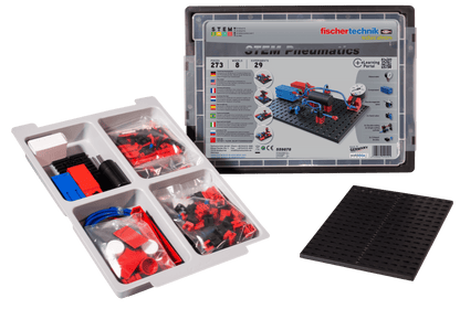 STEM Pneumatics kit showcasing components and educational materials for learning pneumatics fundamentals.