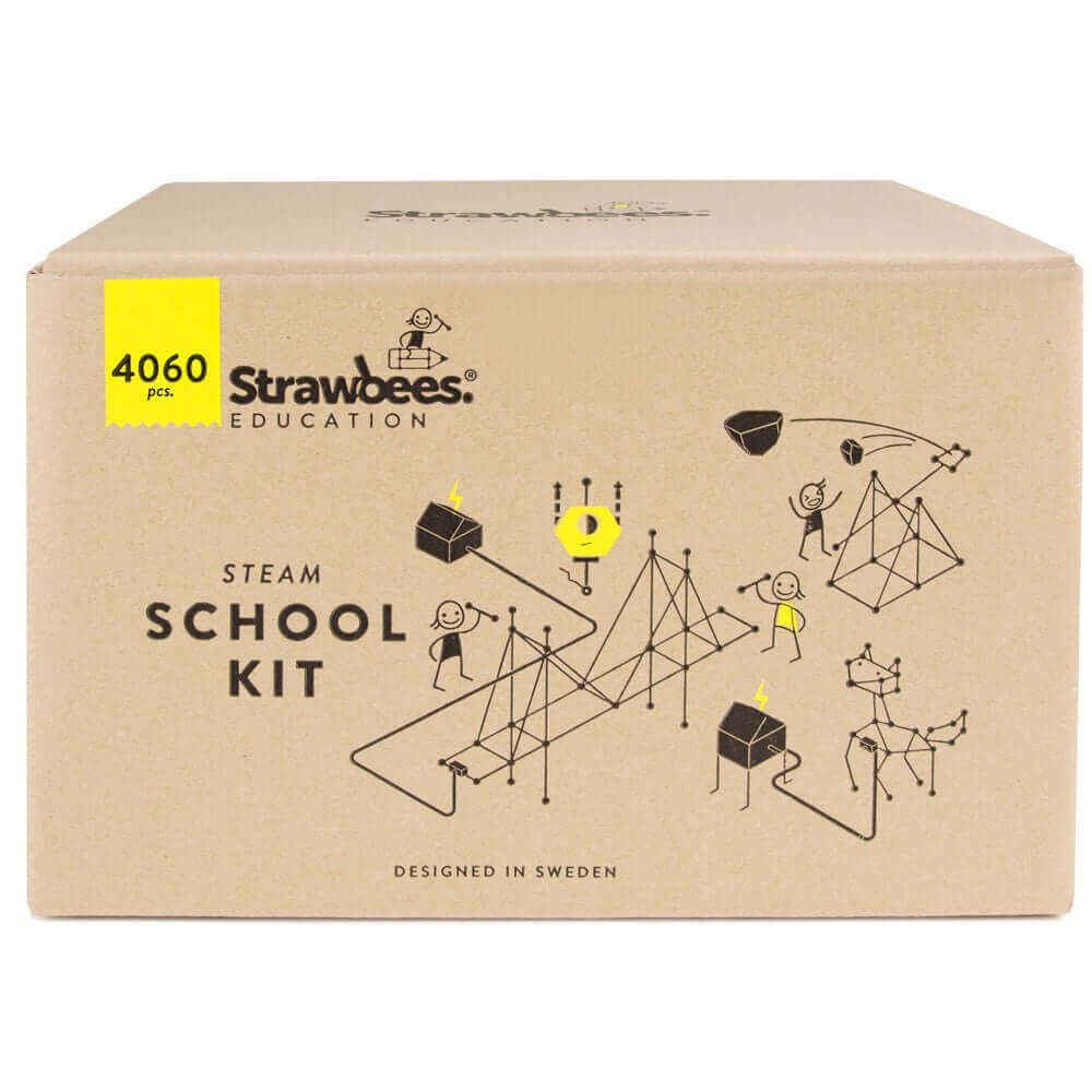 Strawbees STEAM School Classroom Building Set box featuring 4060 pieces for hands-on project-based learning.
