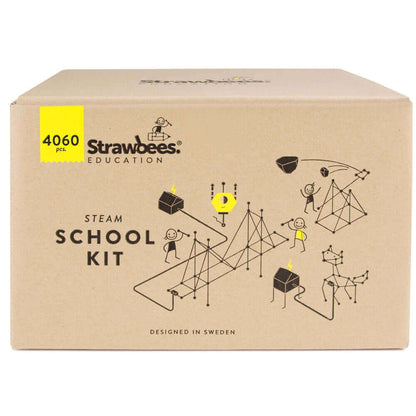 Strawbees STEAM School Classroom Building Set box featuring 4060 pieces for hands-on project-based learning.