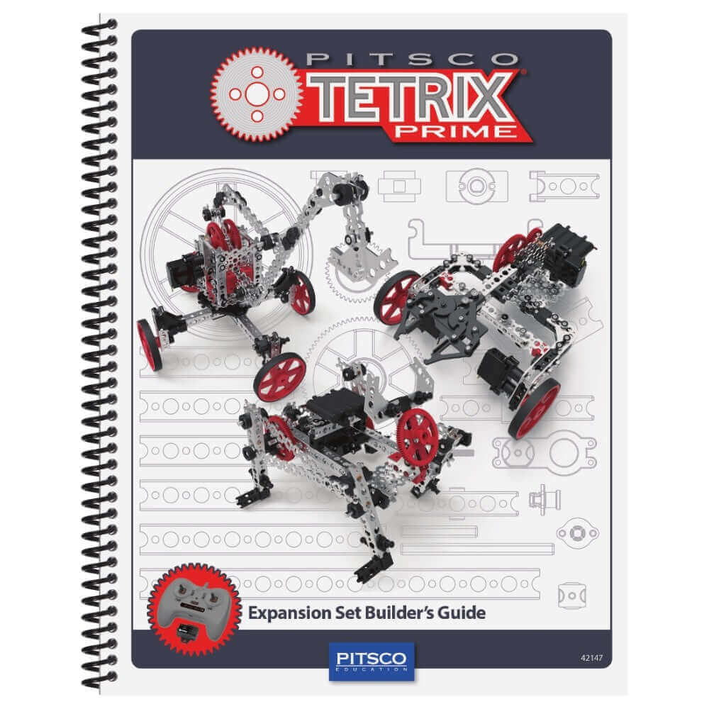 TETRIX PRIME Expansion Set Builder's Guide showcasing advanced robotics designs and components for enhanced STEM learning.