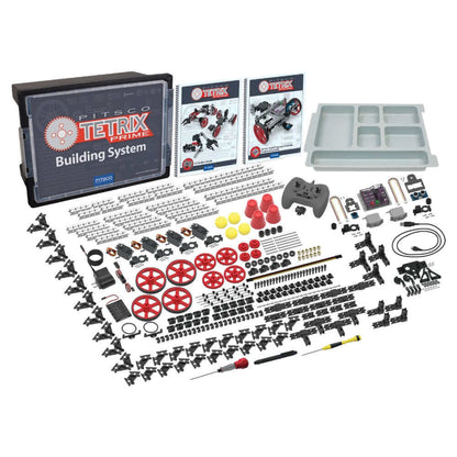 TETRIX® PRIME Robotics Set components, including controller, sensors, and over 290 building pieces for robotics projects.