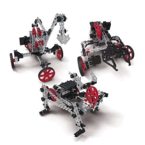 TETRIX PRIME Expansion Set showcasing three advanced robotic models built with durable parts and components.