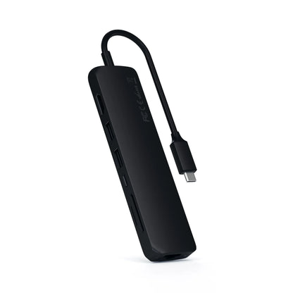 Satechi USB-C Slim Multi-Port Ethernet Adapter with multiple ports and compact design for versatile connectivity.