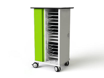 zioxi iPad charging trolley for 16 iPads, featuring a compact design and mobility on wheels.